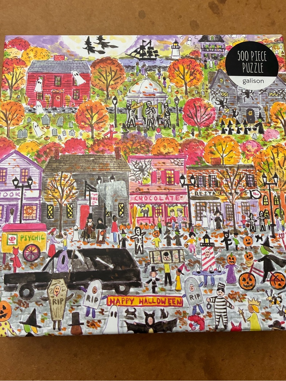 Galison Halloween Town 500-Piece Puzzle — Bright Autumn Colors